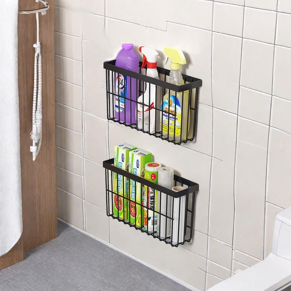 EigPluy 3 Pieces Kitchen Cabinet Door Storage Box, Self-Adhesive Storage Box, Wall Mounted Metal Storage Boxes,Cabinet/Bathroom/Fridge Small Items - image 5