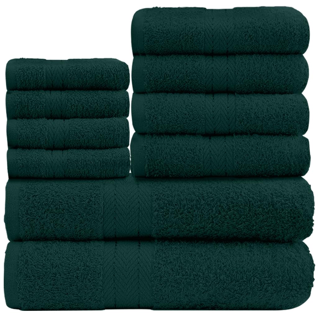 GC Gaveno Cavailia 10 Piece Cotton Towel Bale Set | 450 GSM Dark Green