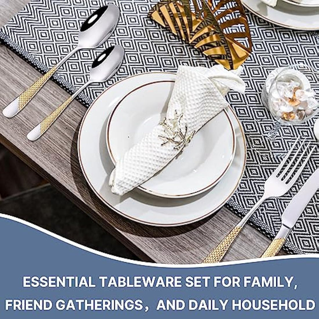 24-Piece Gold Stainless Steel Cutlery Set with Holder