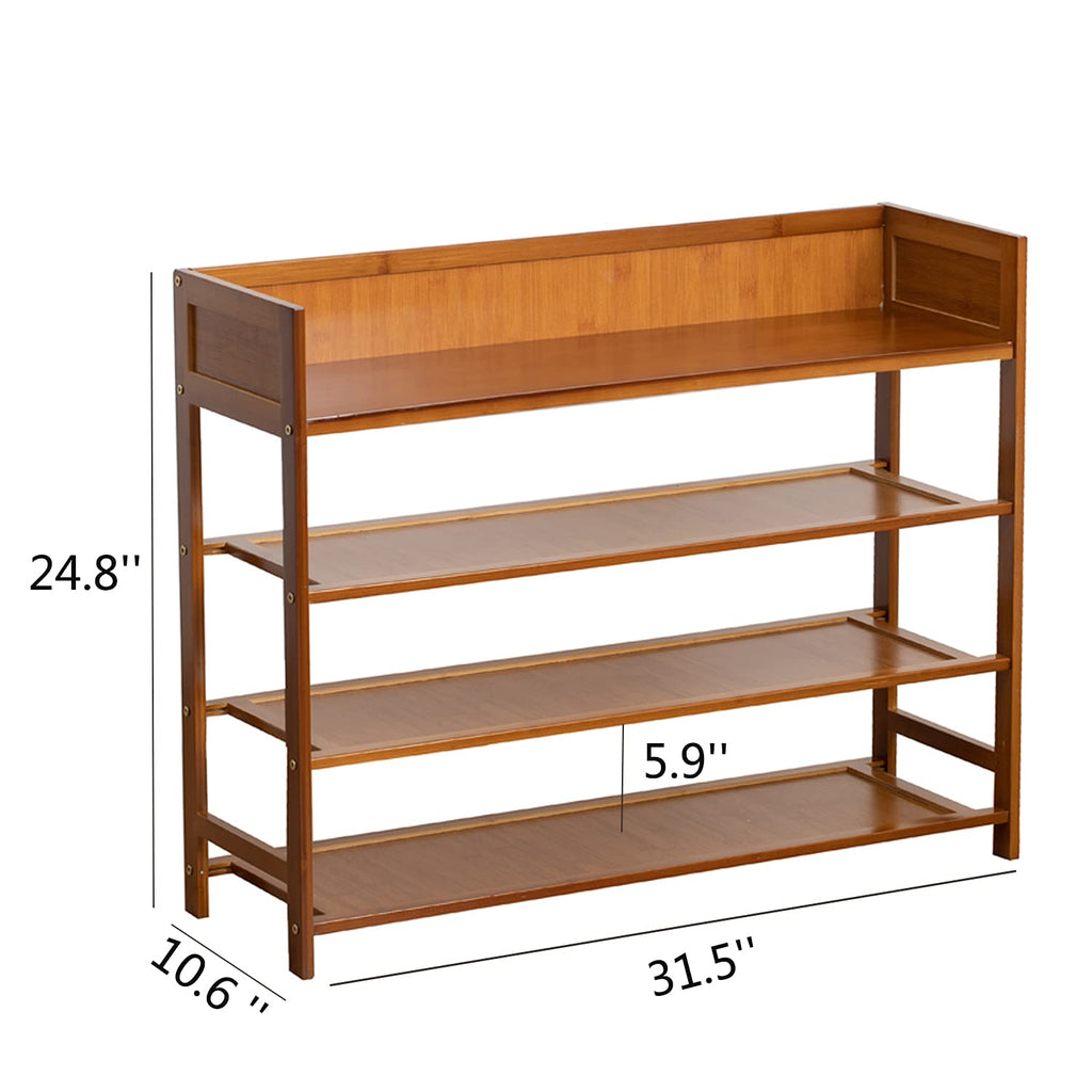 SOBIBO 4-Tier Bamboo Shoe Rack Organizer | 80cm Storage Shelf - Brown