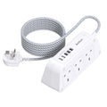 Jolof Store 6-Way Extension Lead with 5 USB Ports & 1.6M Braided Cord