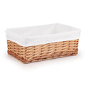 Woodluv Brown Wicker Storage Basket W/Off White Cloth Lining Xmas Hamper - Medium - image 1