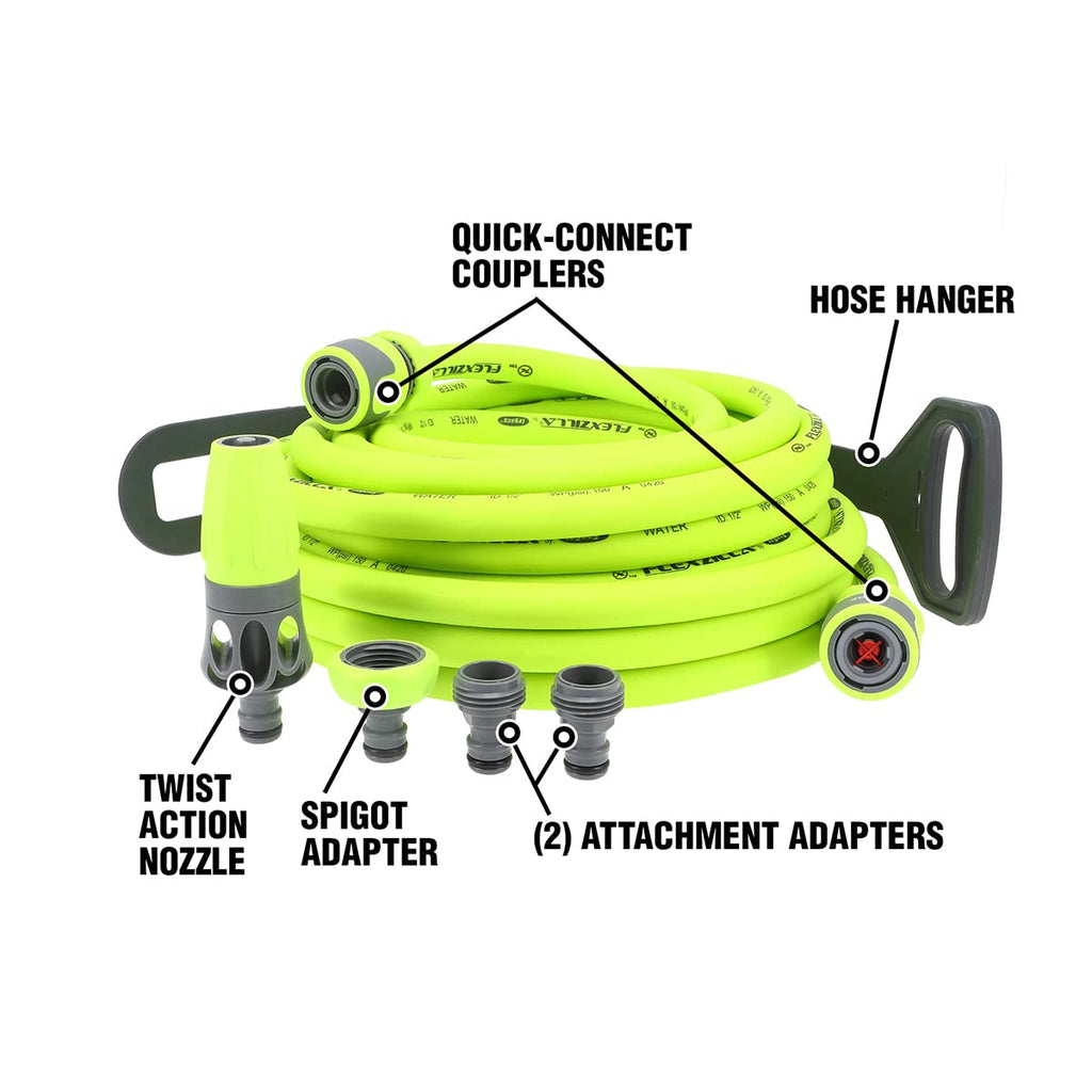 Flexzilla Garden Hose Kit | 1/2 in. x 50 ft. Heavy Duty Kink-Free Hose
