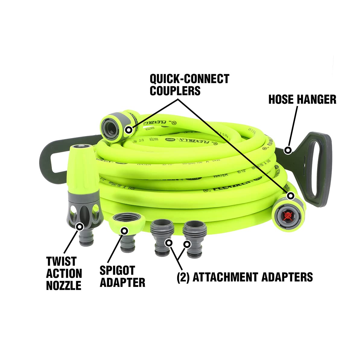 Flexzilla Garden Hose Kit | 1/2 in. x 50 ft. Heavy Duty Kink-Free Hose