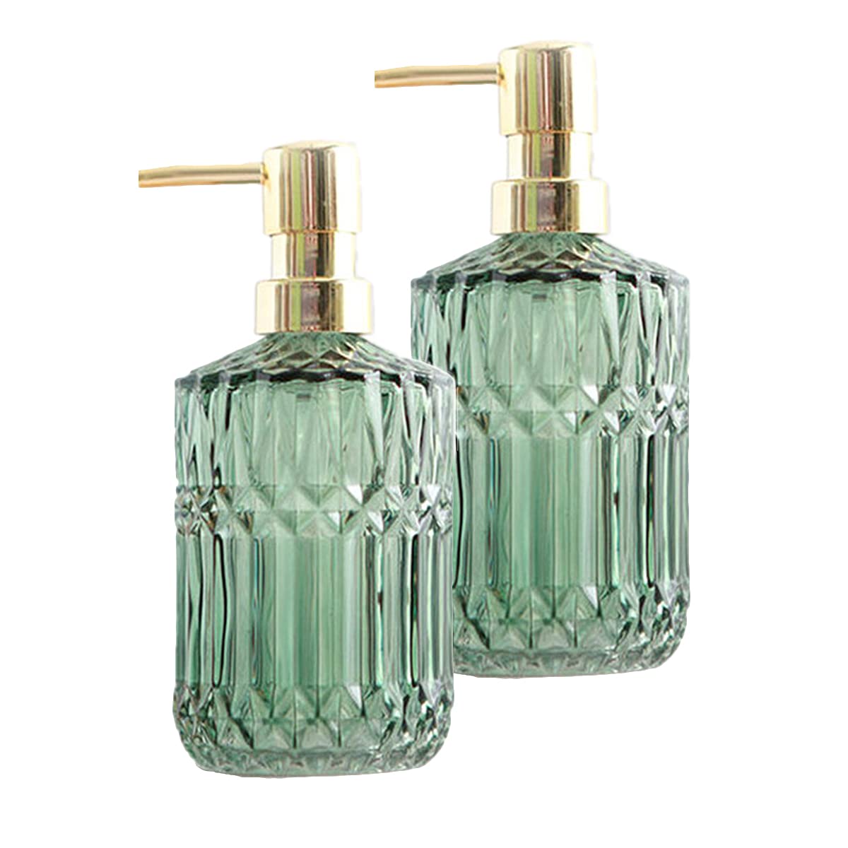 Jolof Store Glass Soap Dispenser Set – 2PCS Green Refillable Bottles