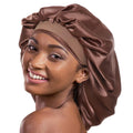 Alnorm Extra Large Satin Sleep Cap for Curly Hair | Coffee Night Bonnet