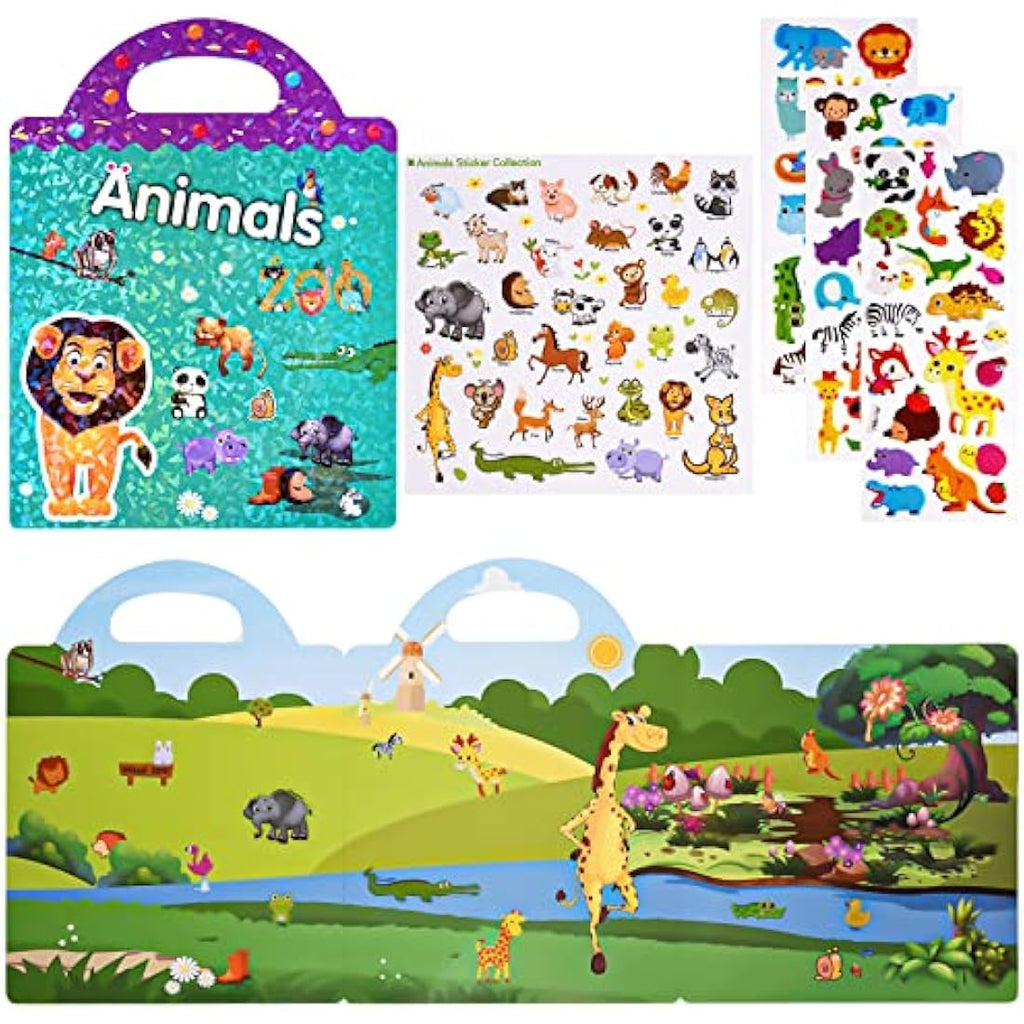 ASTARON Reusable 3D Animal Sticker Book | Toddler Sensory Learning Toy