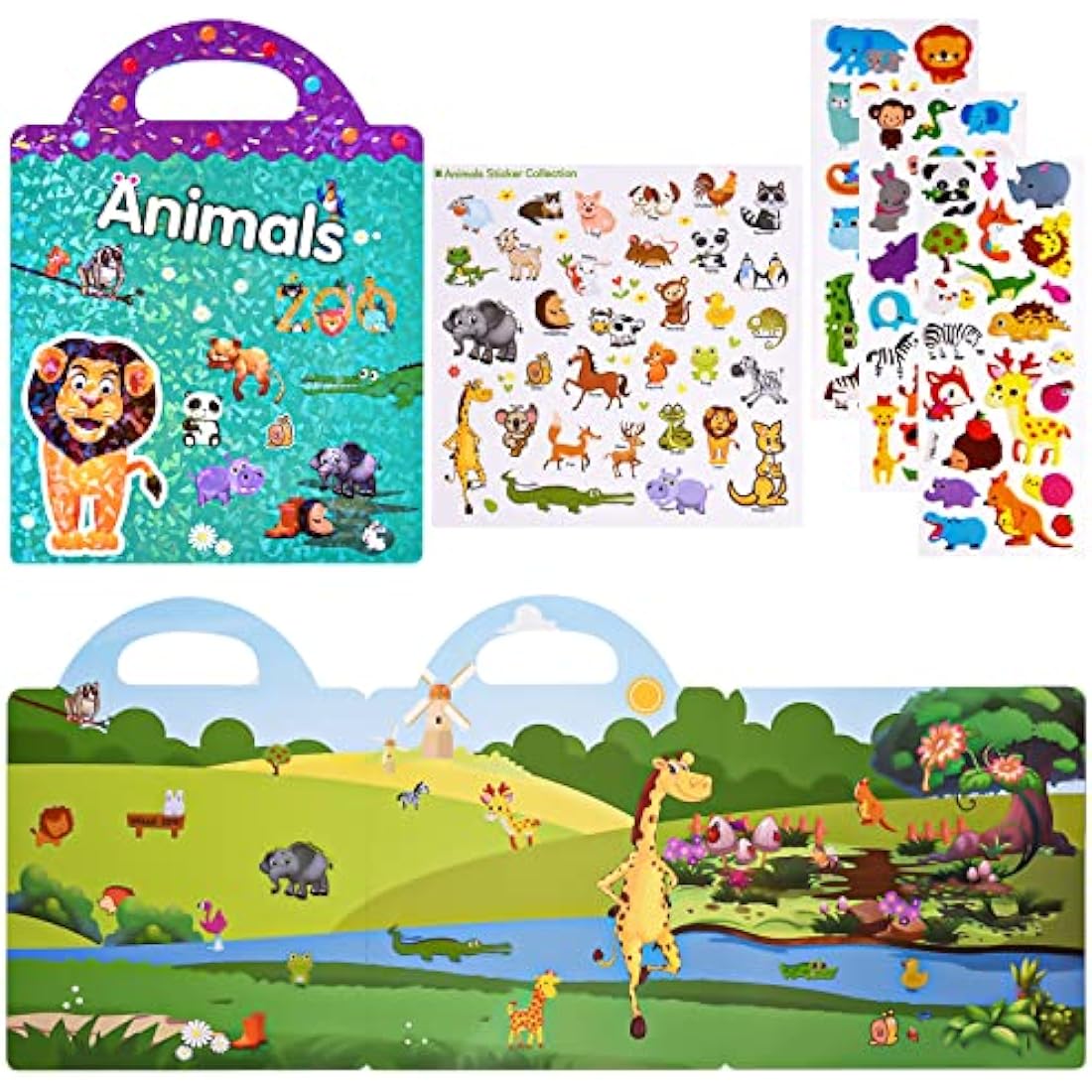 ASTARON Reusable 3D Animal Sticker Book | Toddler Sensory Learning Toy