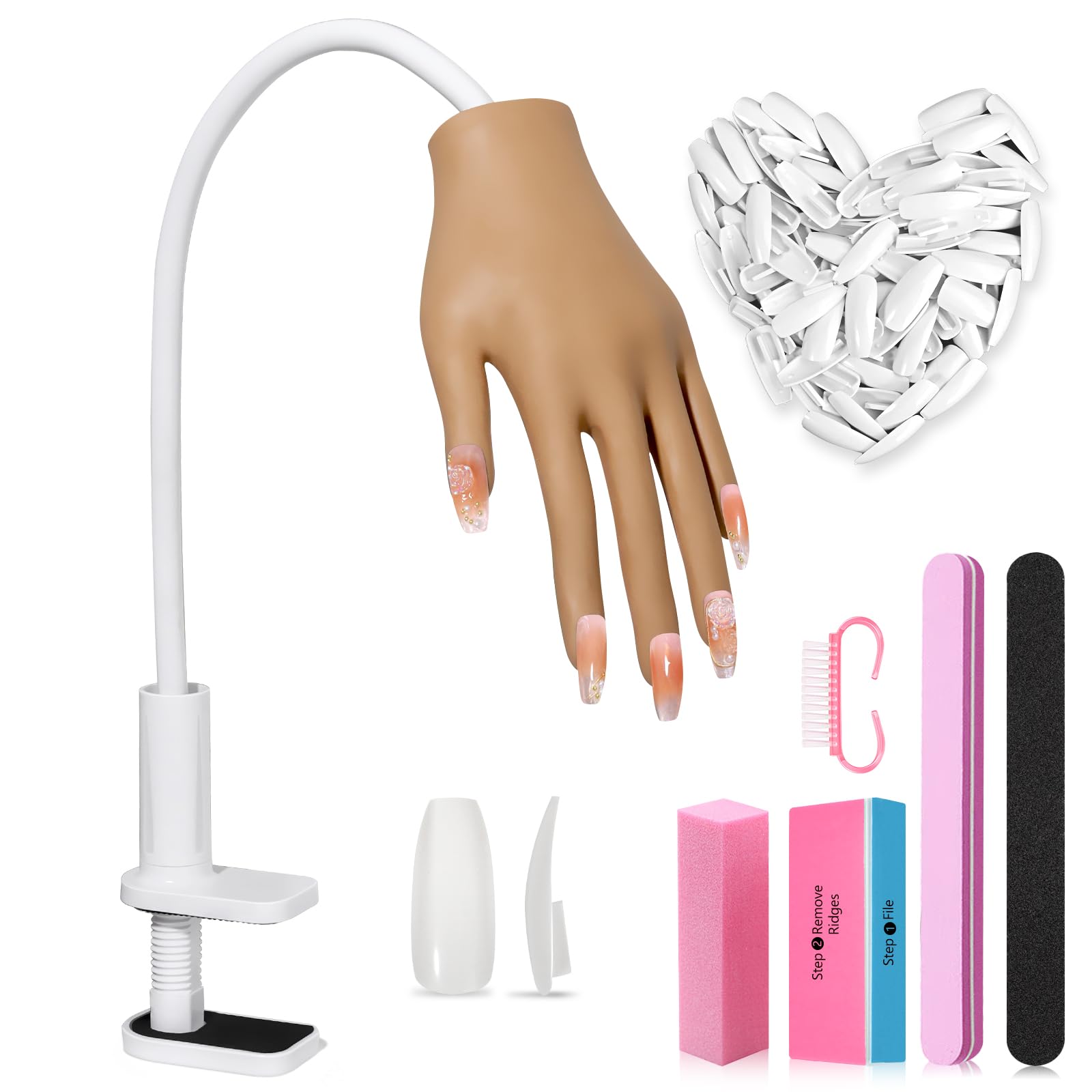 Adonafy Silicone Practice Hand for Acrylic Nails – Flexible Nail Model
