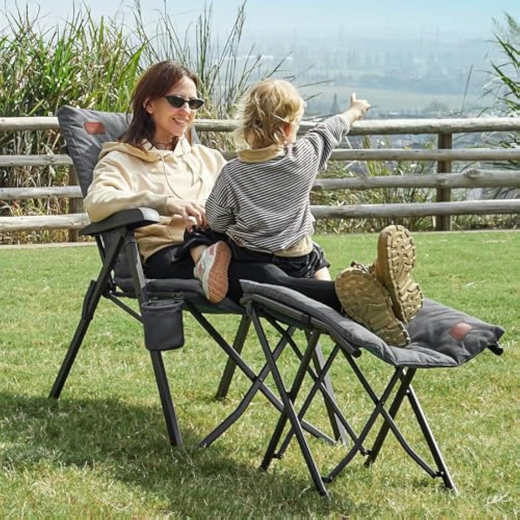 EVER ADVANCED Heavy Duty Camping Chairs | 4-Position Recliner Set of 2