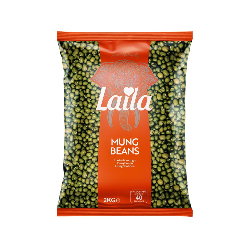 Laila Moong Beans Whole Big - High Protein Mung Daal - 2kg (Case of 6)