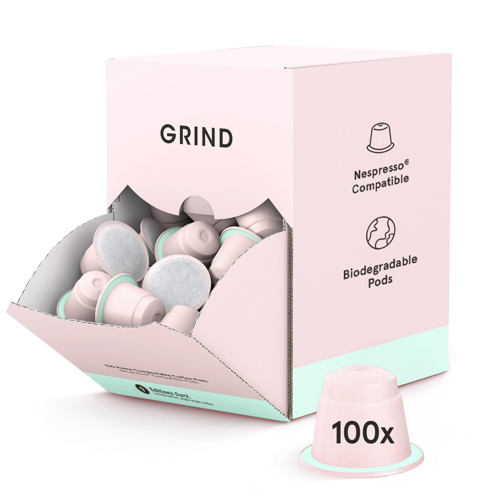 Grind Colombia Light Roast Coffee Pods - 100 Nespresso Compatible Capsules