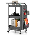 GiantexUK 3-Tier Storage Cart on Wheels, Metal Serving Trolley Grey - image 1