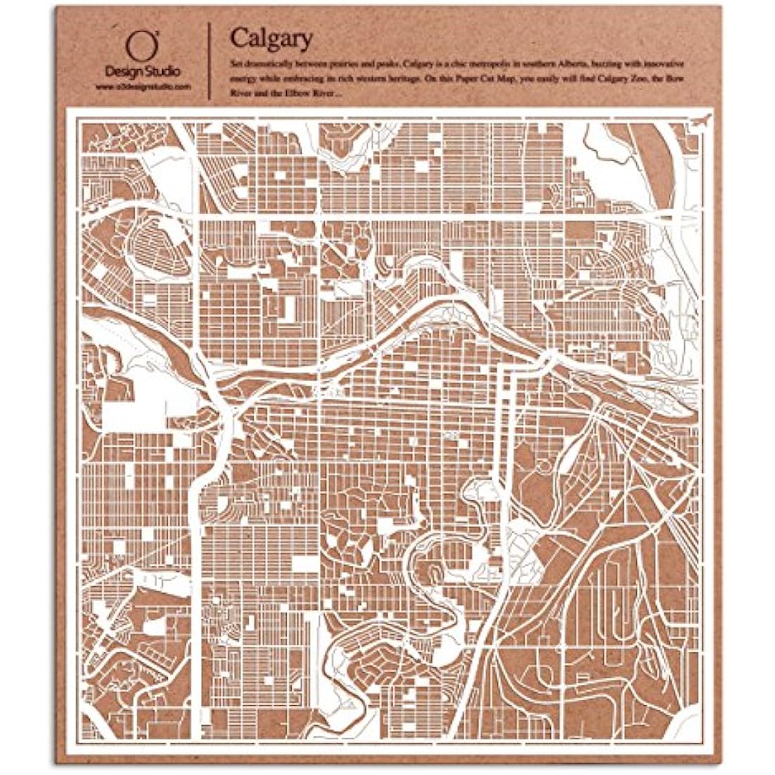 Calgary Paper Cut City Map -  Minimalist Wall Art 30x30cm