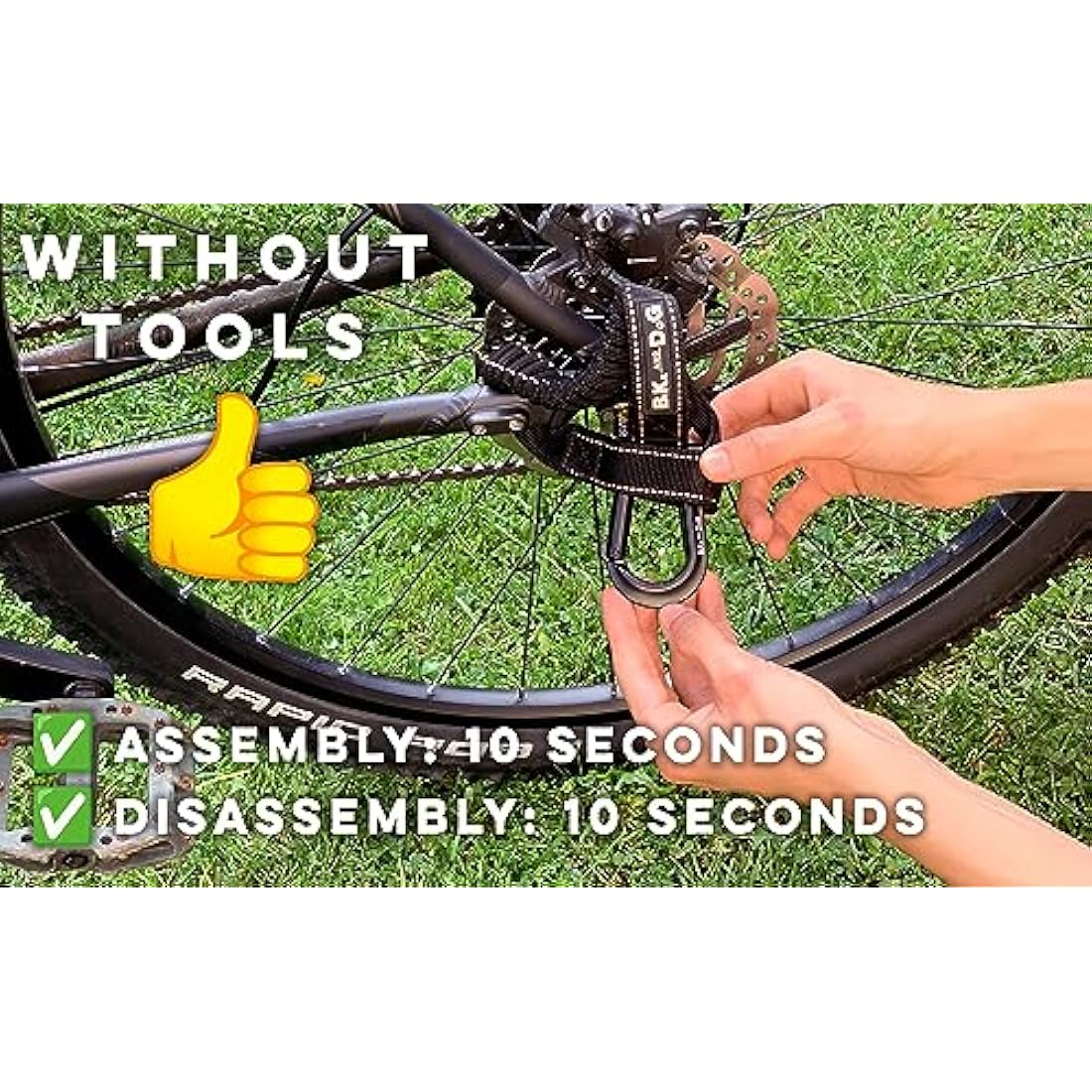 Jolof Store Hands-Free Dog Bike Leash – Tool-Free Attachment (Black)