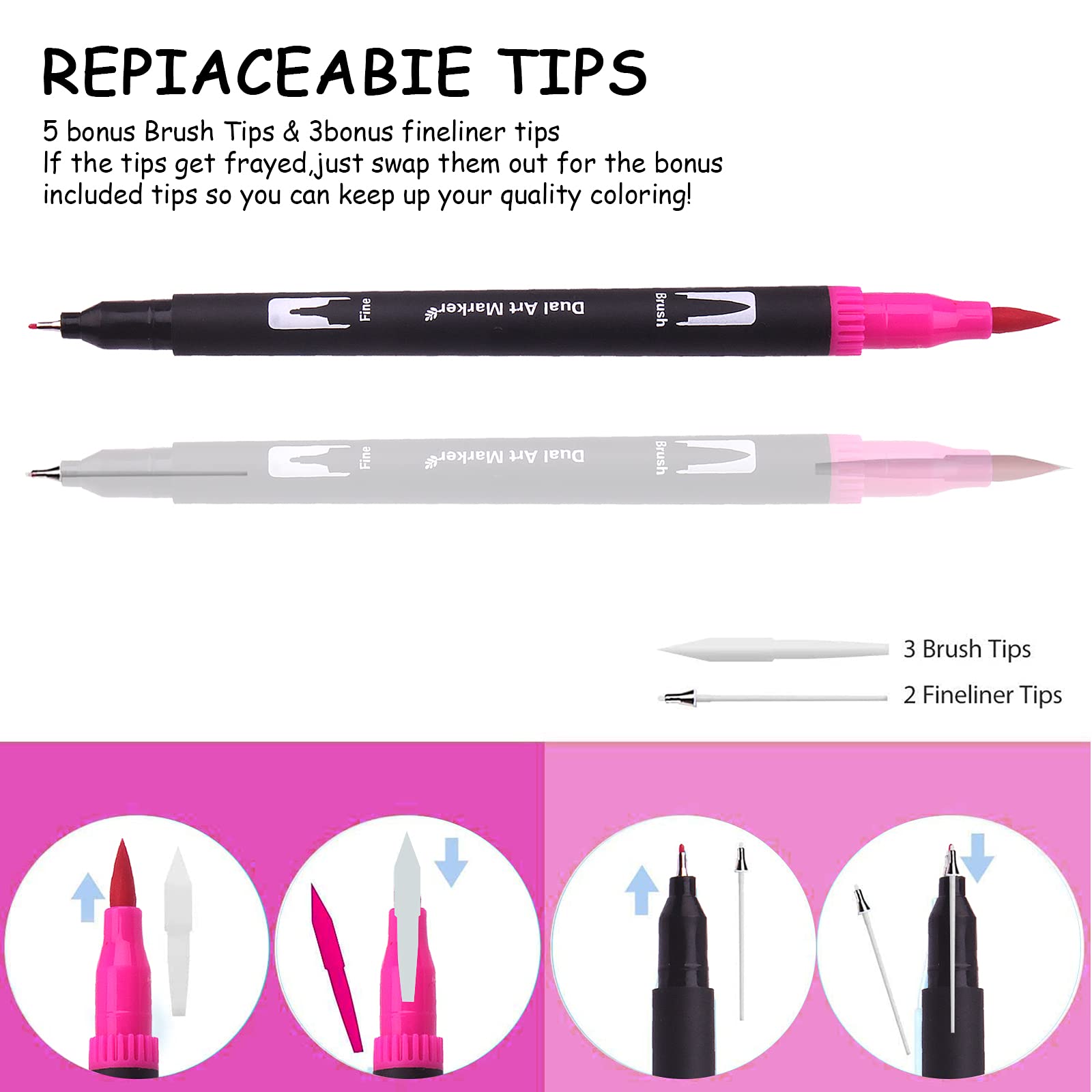 Laconile 132 Dual Tip Brush Pens – Watercolor Markers for Adult Coloring
