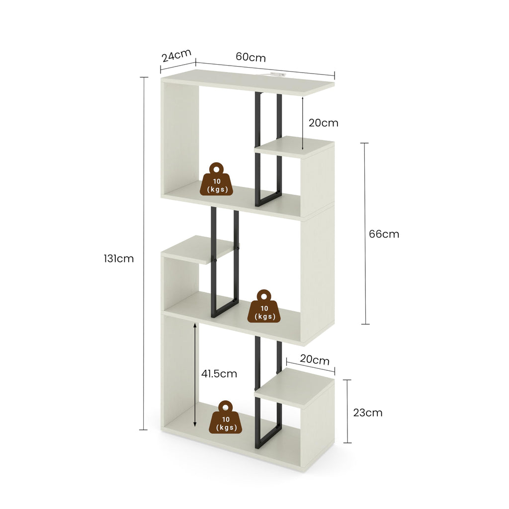 Manora White Bookcase 3 Tier Slim Freestanding Room Divider Shelves - image 2