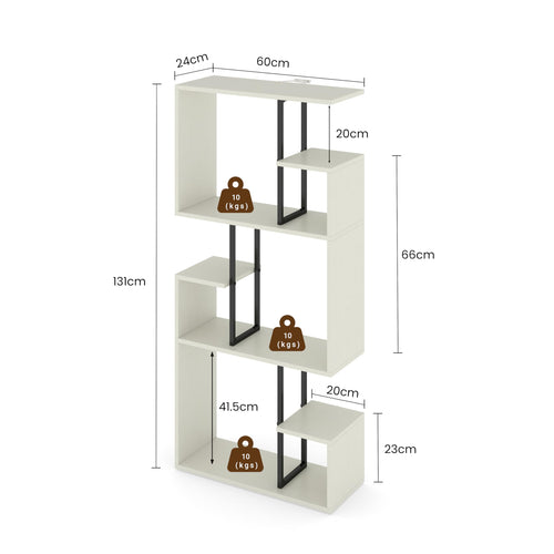 Manora White Bookcase 3 Tier Slim Freestanding Room Divider Shelves - image 2