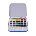Daler Rowney Aquafine Watercolour 24 Half Pan Travel Set with Brush