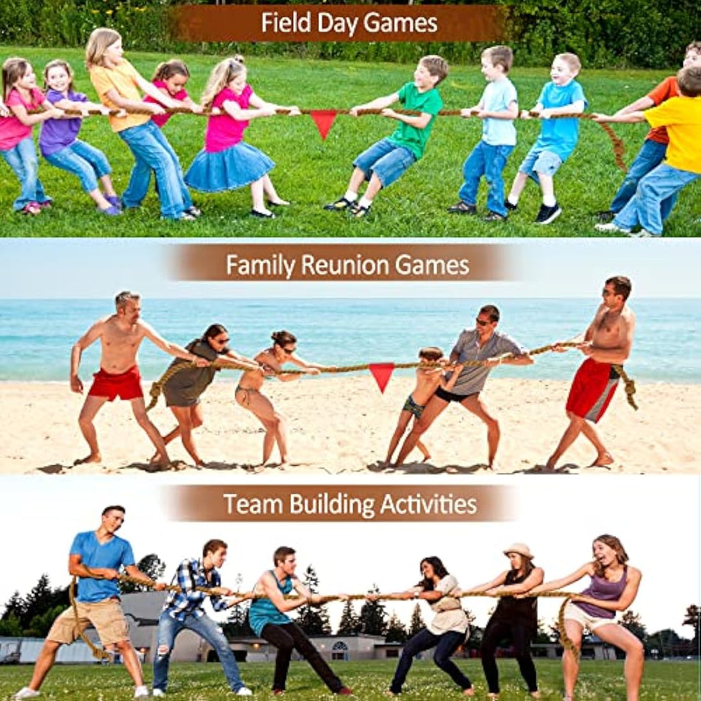WYRJXYB 60ft Tug of War Rope Set – Natural Cotton Outdoor Game for 36 Kids