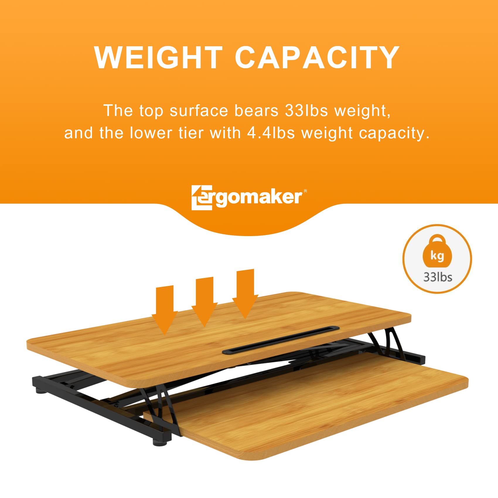 ERGOMAKER Standing Desk Converter – 32 Inch Height Adjustable Riser