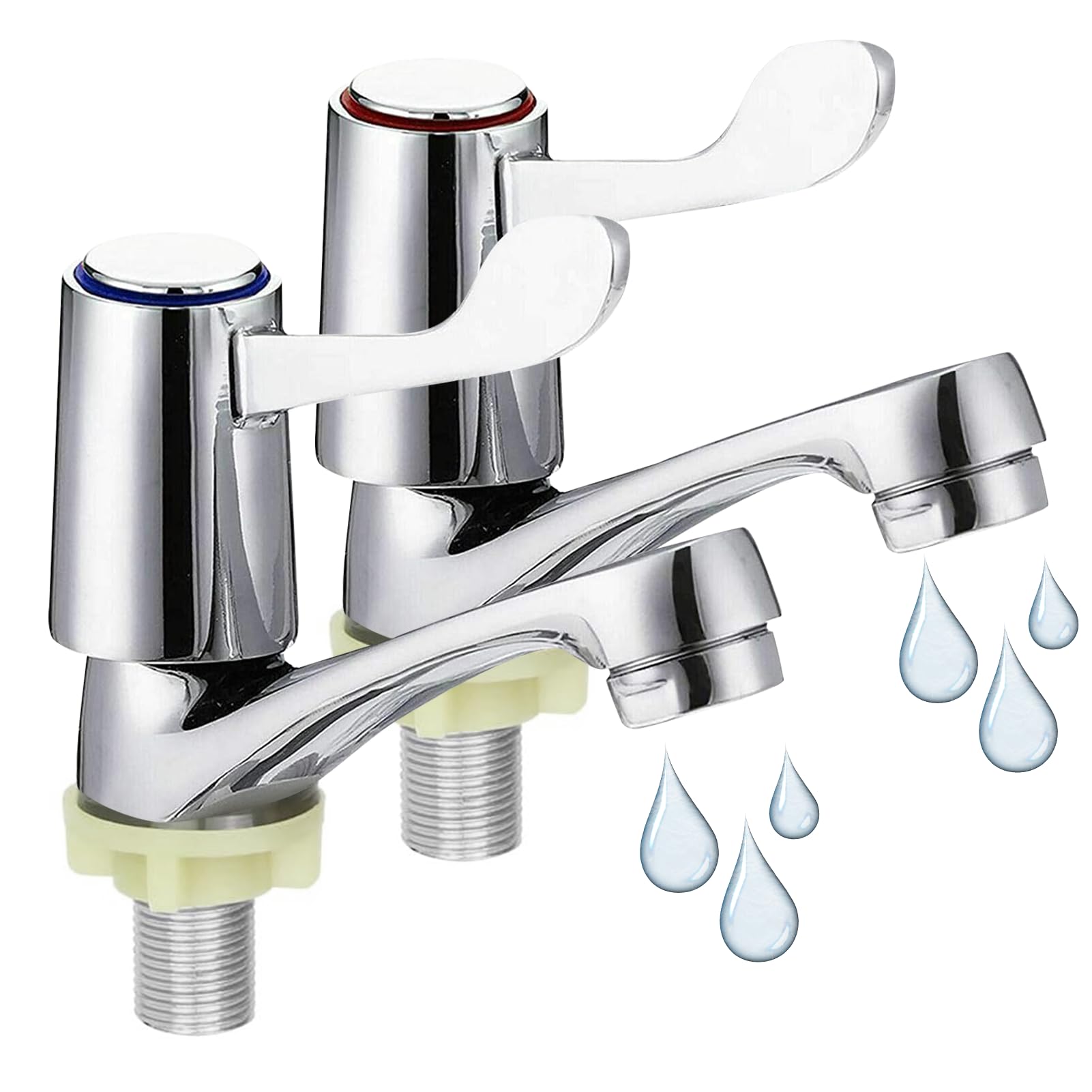 Modern Chrome Basin Taps – 1/4 Turn Lever Sink Faucet Pair
