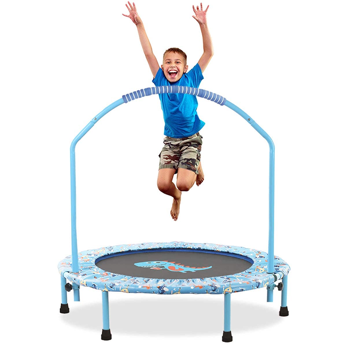Jolof Store 38'' Kids Trampoline – Foldable Fitness Rebounder with Handrail