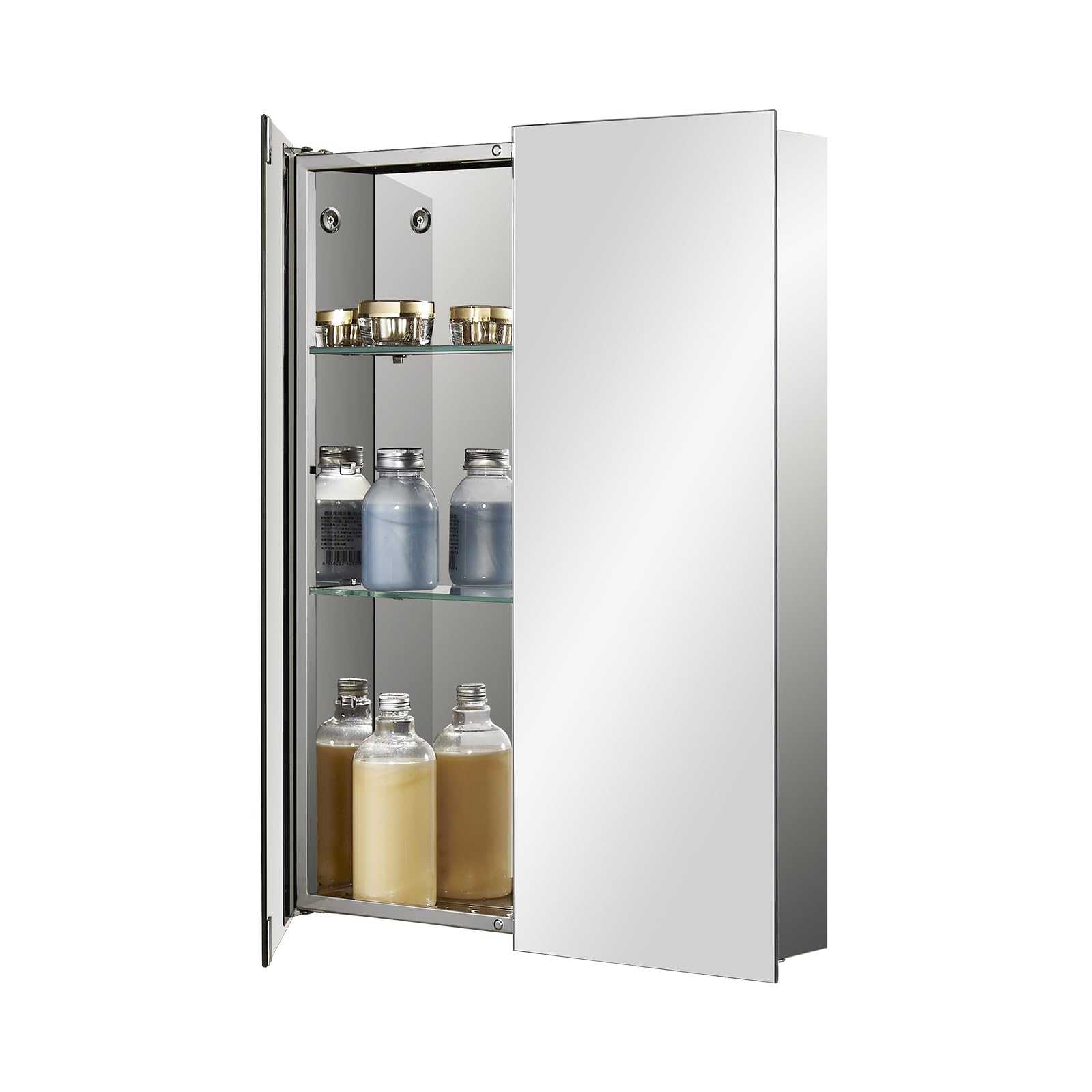 Fundin Stainless Steel Bathroom Mirror Cabinet | Double Door Medicine Cabinet