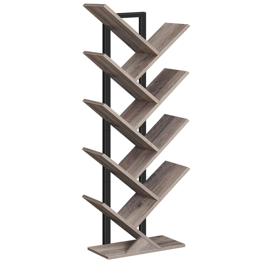 HOOBRO 9-Tier Tree Bookshelf – Industrial Floor Standing Tall Bookcase