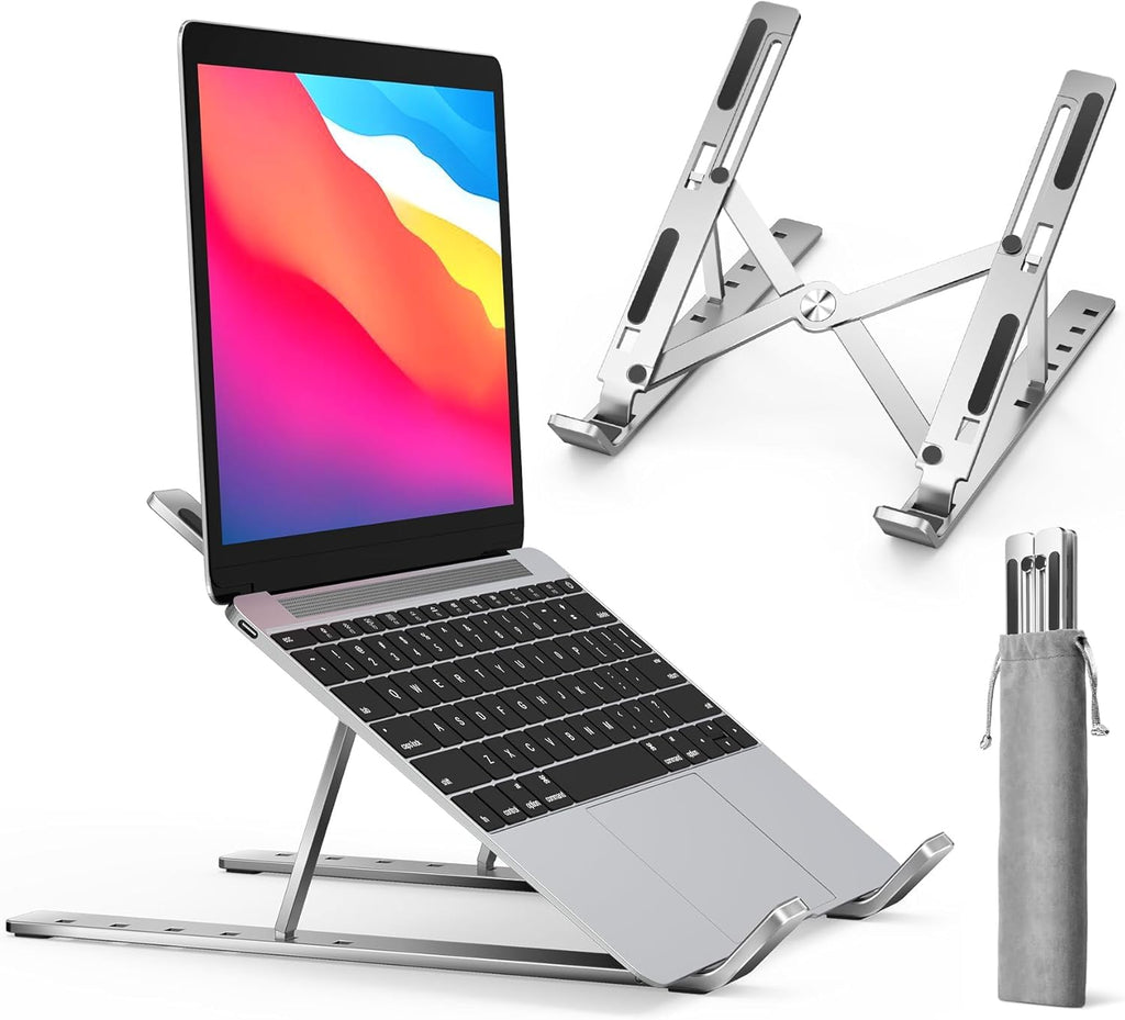 Loxford London Laptop Stand for Desk, Adjustable Laptop Riser Metal Foldable Lap Desk Portable Computer Holder - image 1