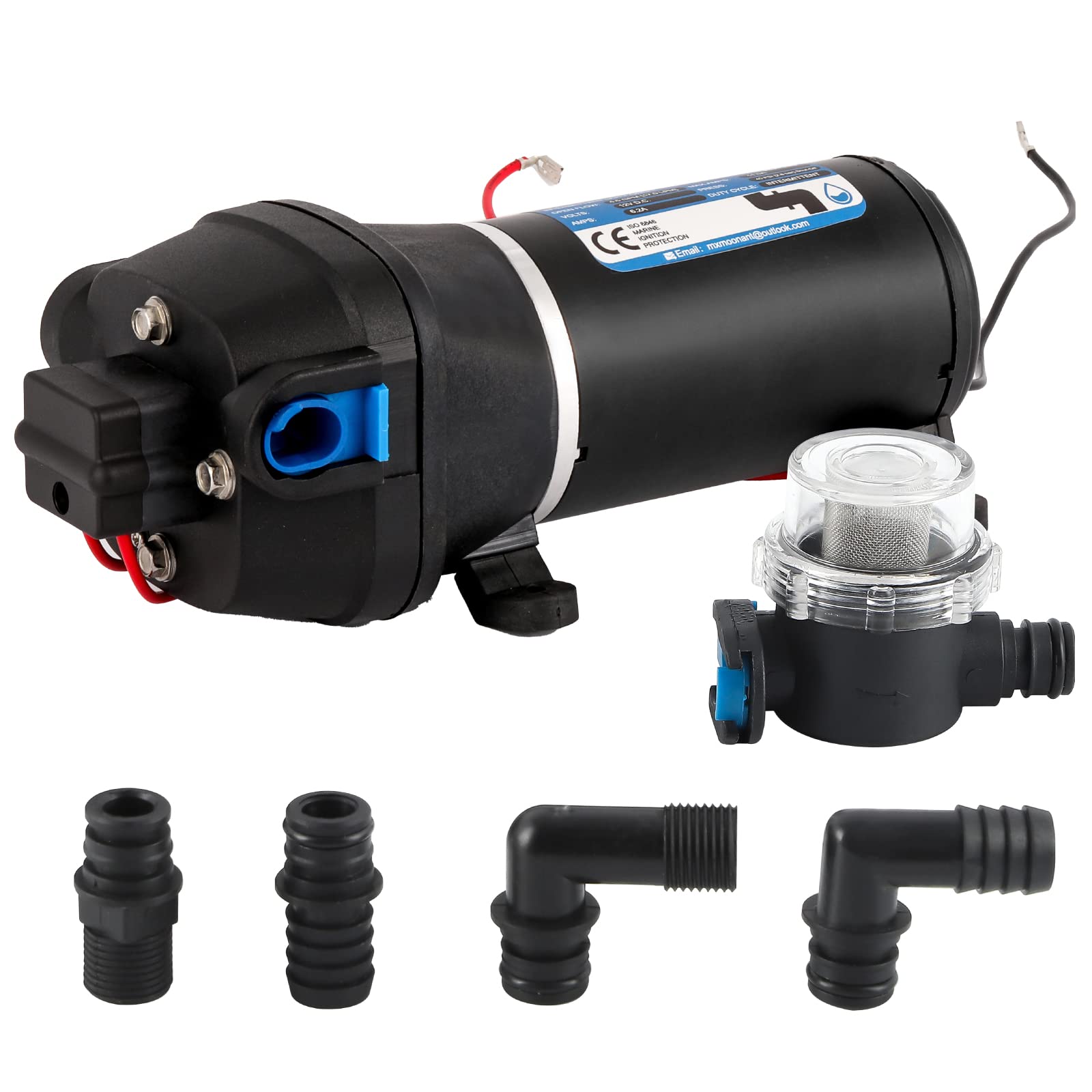 Mxmoonant 12V DC Water Pump | 17LPM Self-Priming Booster for Caravan