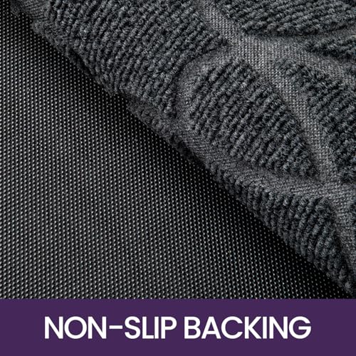 DEXI Non-Slip Dirt Trapper Door Mat - Grey Indoor Outdoor 60x120cm