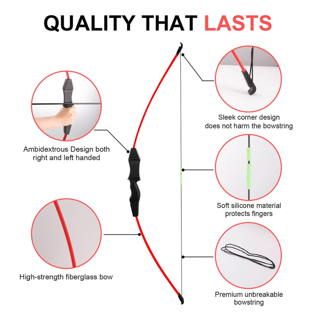 Dostyle Recurve Bow and Arrow Set for Youth Beginners – Red, 20lb