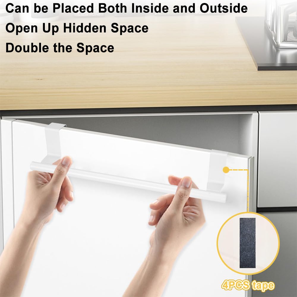 2 Pcs Stainless Steel Towel Holder, Over Door Towel Rail with Protective Strip, Towel Bar Holder - image 4