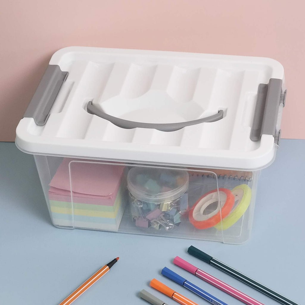 Hespama 5L Storage Boxes, Plastic Latching Box with Gray Handle, Pack of 6 - image 4