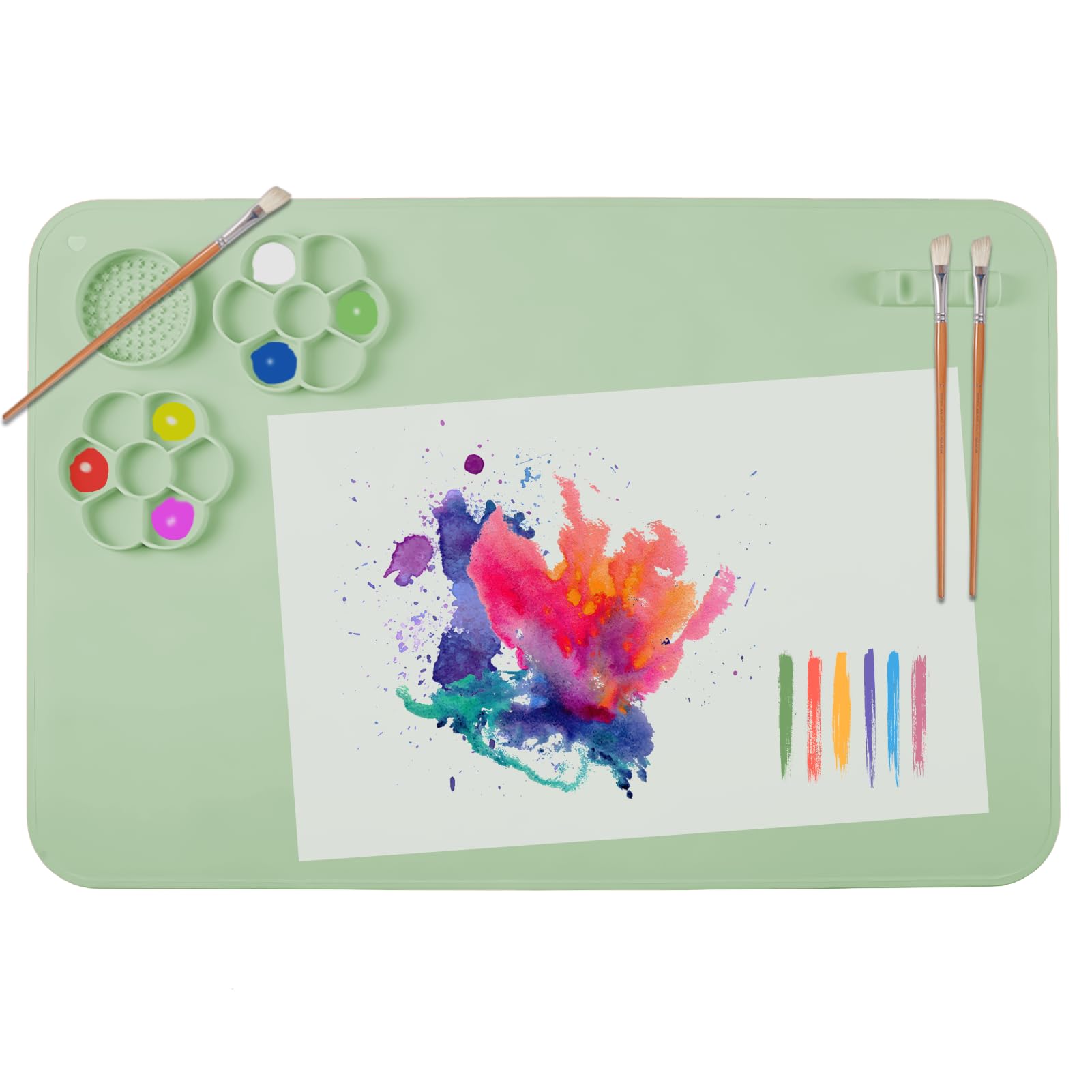 SOQKEEN Silicone Painting Mat – 24x16 Large Non-Stick Reusable Craft Mat