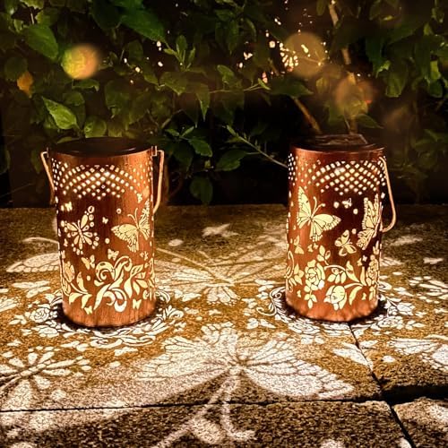 Jolof Store Solar Dragonfly Lanterns – 2 Pack Waterproof Metal Garden Decor