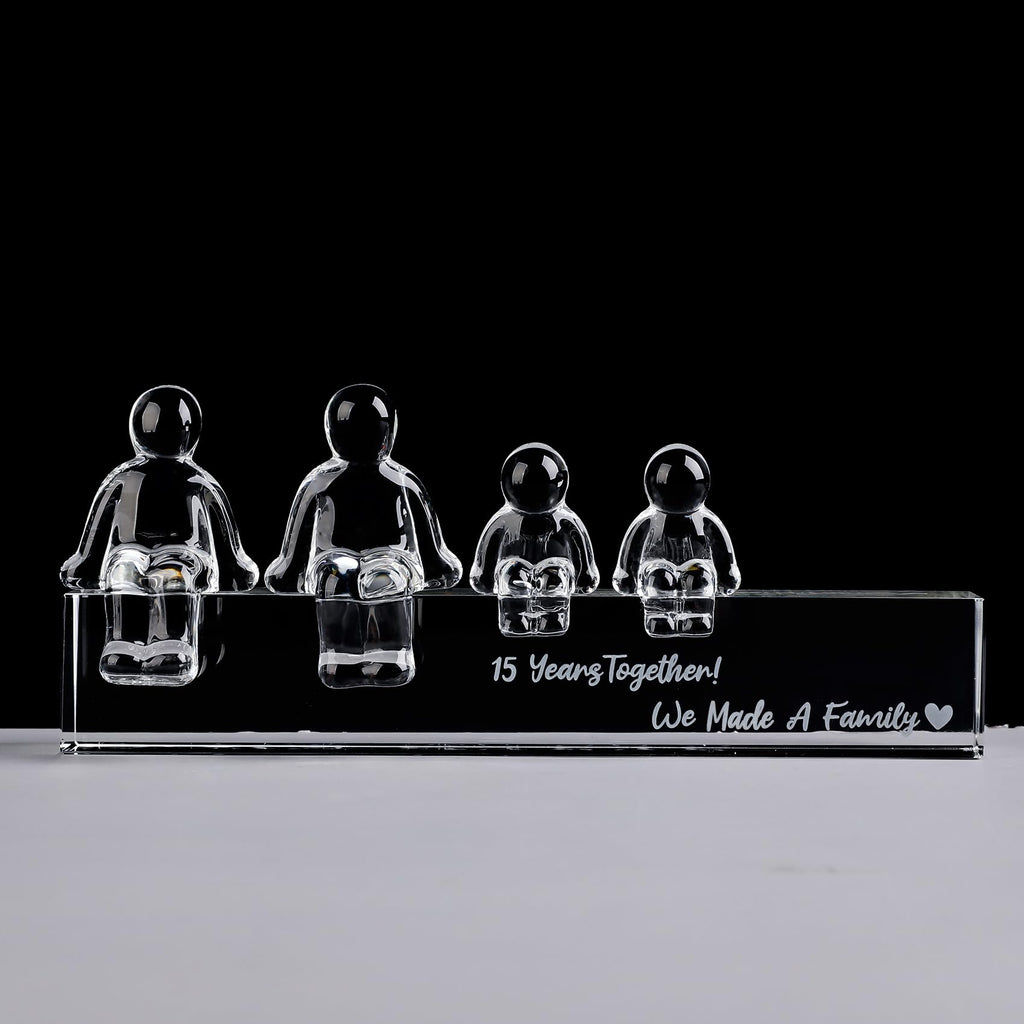 Movdyka 15th Anniversary Crystal Family Sculpture - 2 Children Ornament