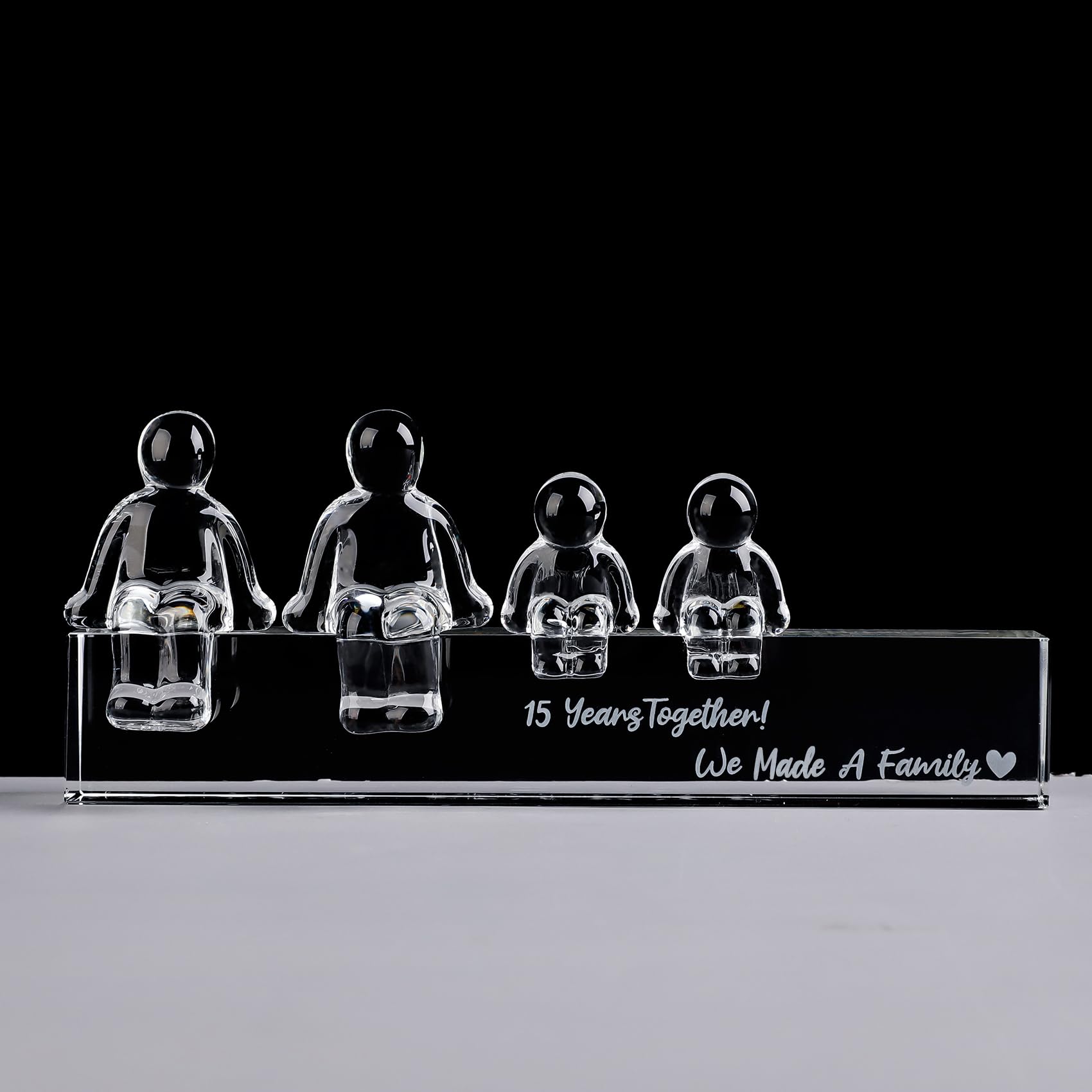 Movdyka 15th Anniversary Crystal Family Sculpture - 2 Children Ornament