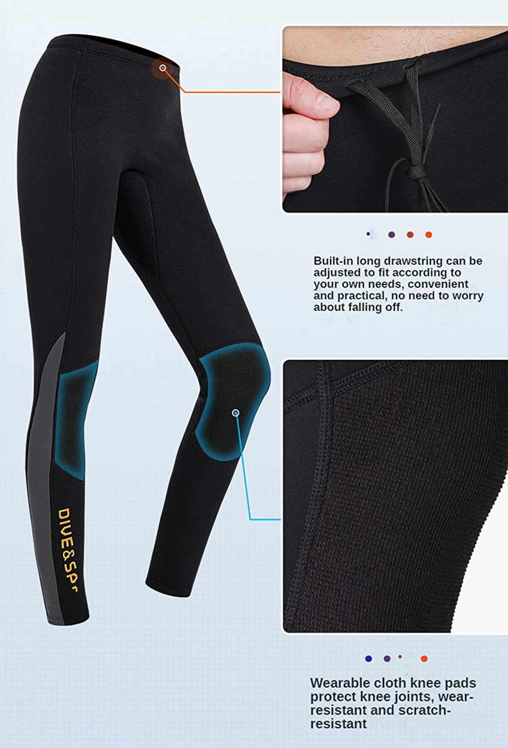 EUPTE 3mm Neoprene Wetsuit Pants – UV Protection Diving Leggings