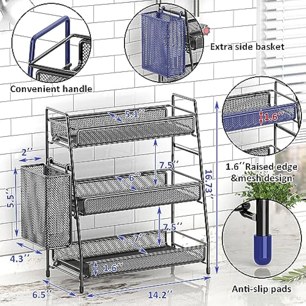 EKNITEY 3-Tier Bathroom Countertop Organizer – Metal Spice & Makeup Rack