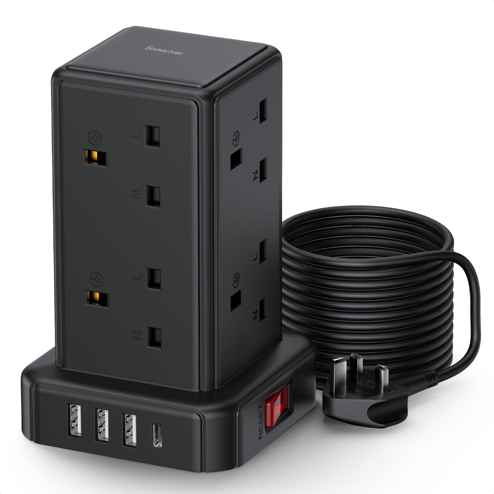 Tower Extension Lead 5M - 8 AC Outlets & 4 USB Ports
