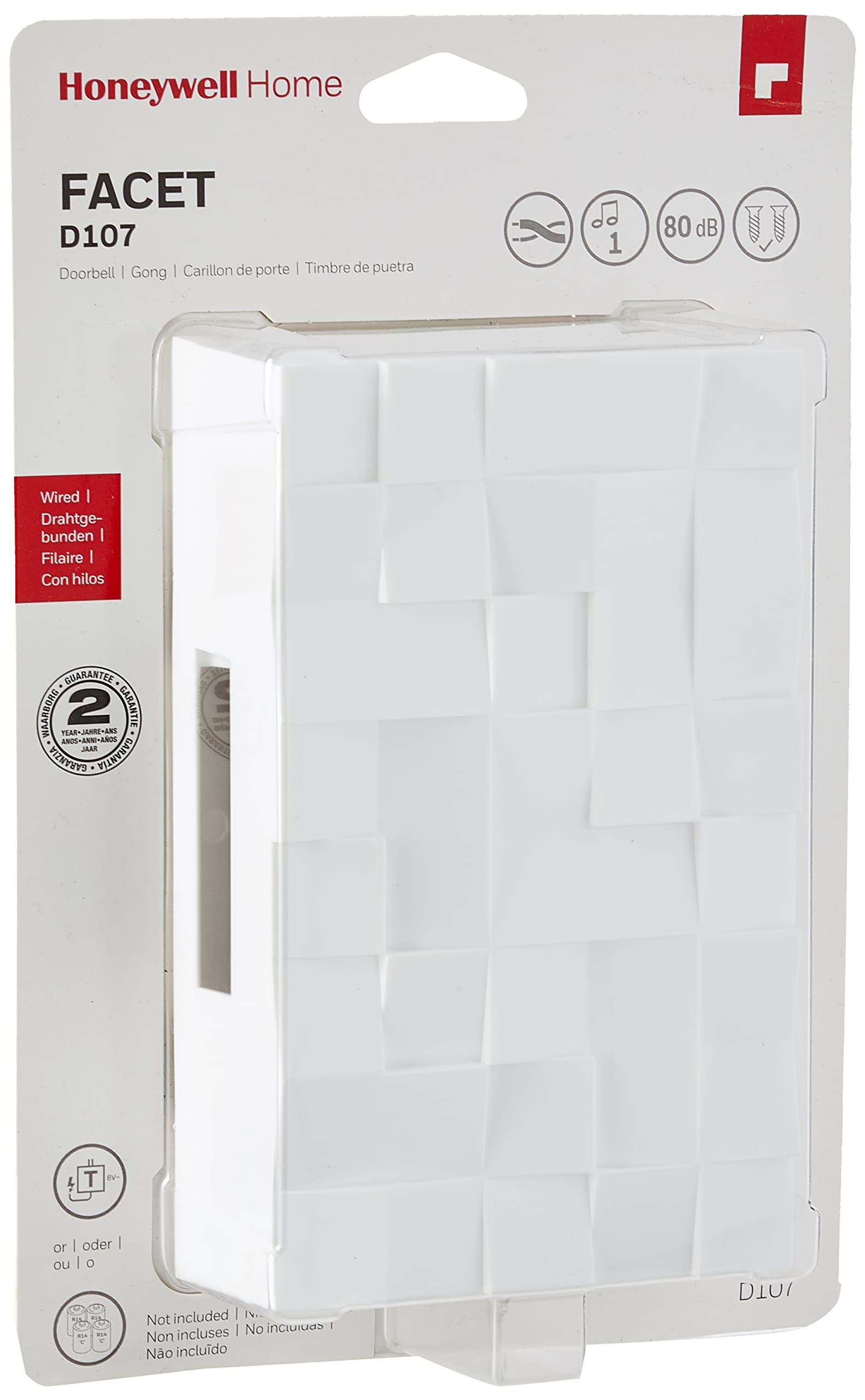 Honeywell Home D107 Facet Classic Wired Doorbell Chime - White