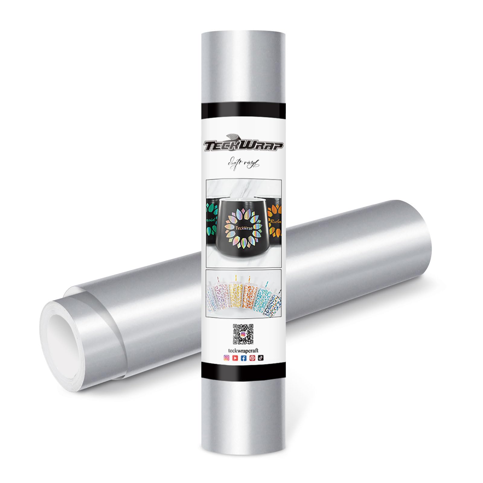 TECKWRAP Glossy Silver Permanent Adhesive Vinyl Roll - 12" x 10ft