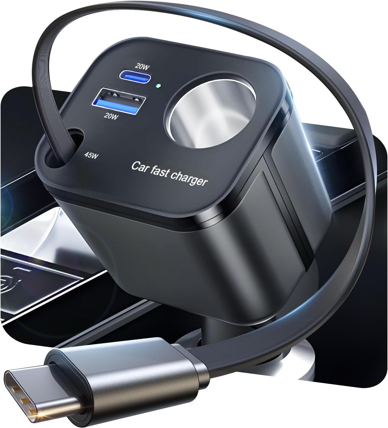 Jolof Store 145W Retractable Car Charger | 4-in-1 USB-C Fast Adapter