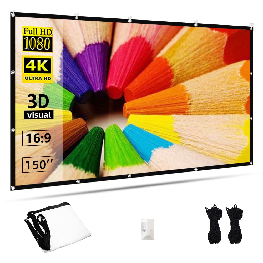 TOWOND 150 Inch Projector Screen | 4K HD Foldable Portable Screen