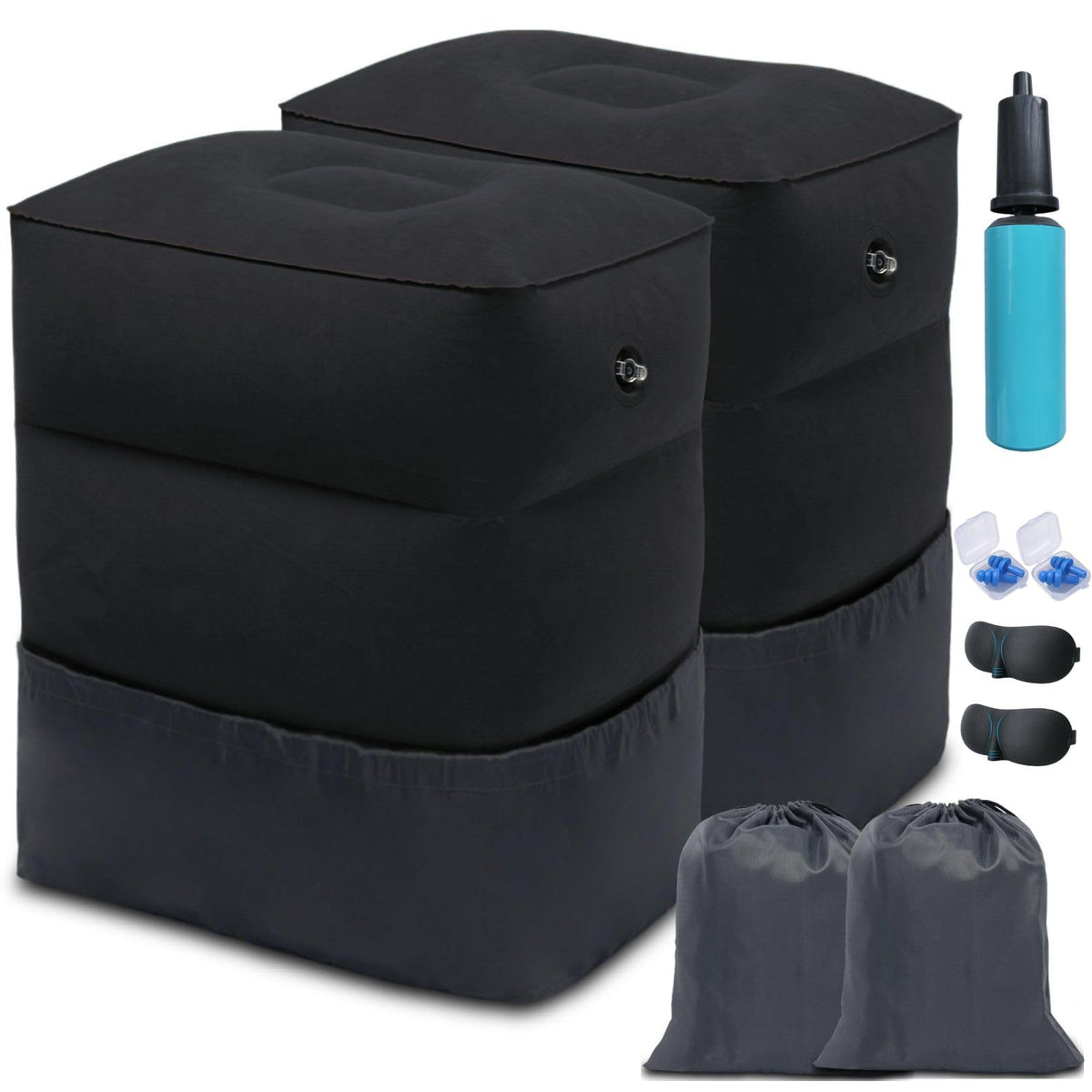 Inflatable Foot Rest Pillow, Airplane Travel Pillow, Multifunctional Adjustable 3 Layers Height Foot Rest - image 1