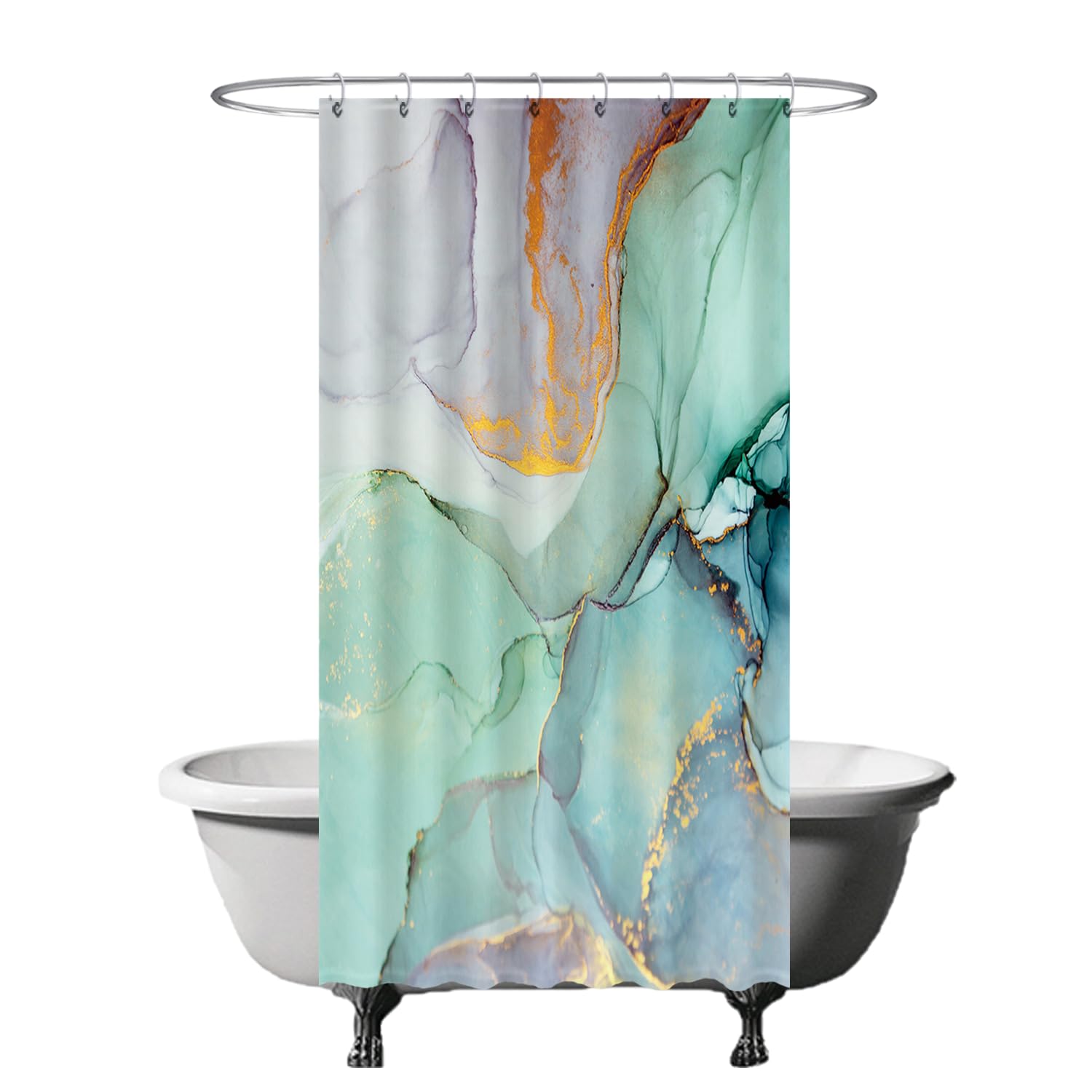 Ulticool Marble Shower Curtain – Green Blue Watercolour – 120 x 200 cm