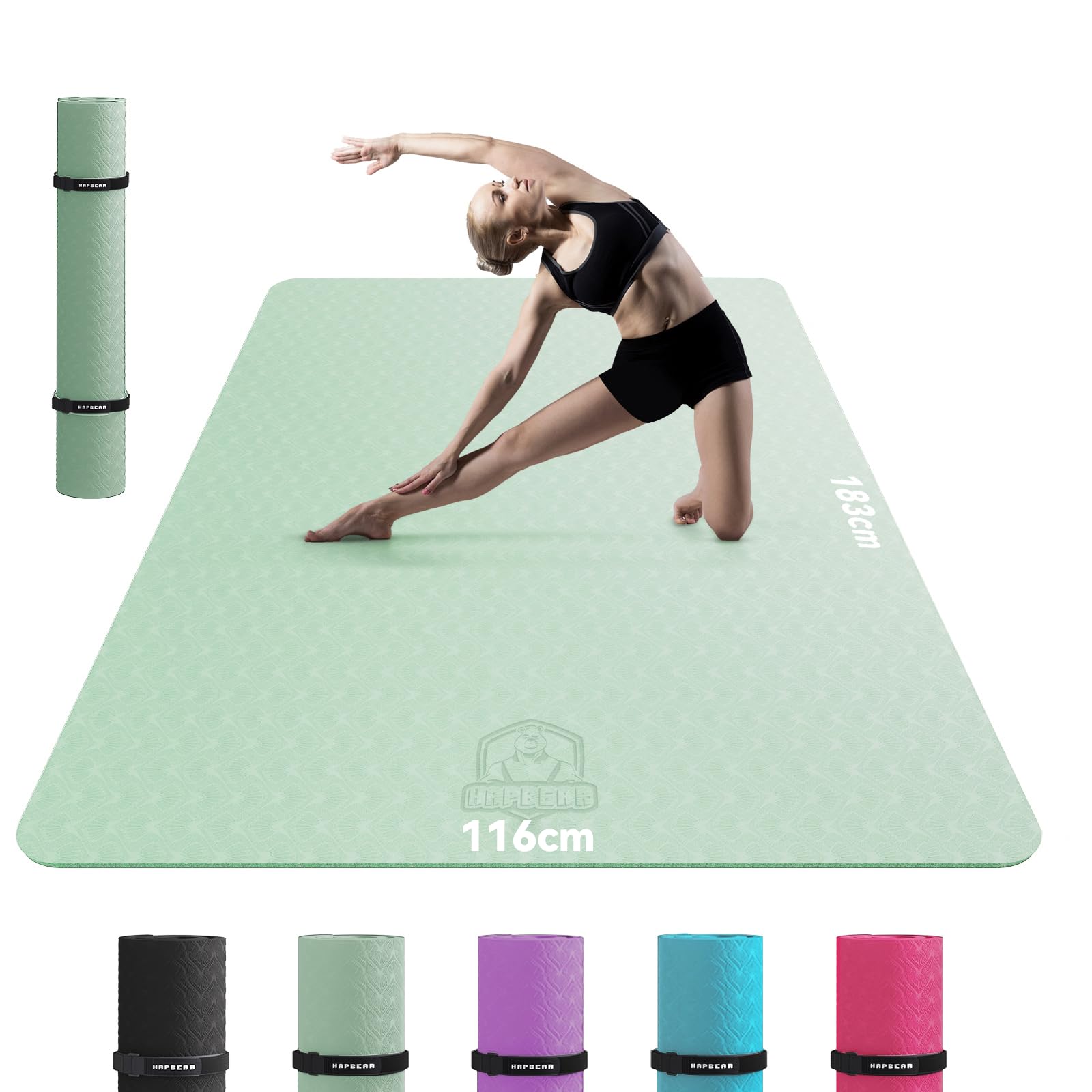 HAPBEAR Extra Large Yoga Mat – 6mm Thick Non-Slip TPE Exercise Mat