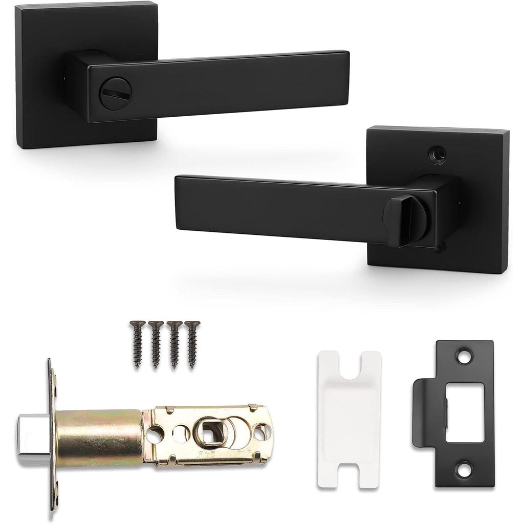 Massive Discounts Matte Black Square Privacy Door Lever - Stainless Steel